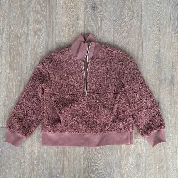 JoyLab Tops - JoyLab Sherpa Mauve Pink Quarter-Zip Fleece Pullover. Size Medium.